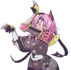 2021 acquire armor bodysuit breasts cat_ears cat_tail claws compile_heart floating_hands groping groping_from_behind headband idea_factory marvelous neptunia_(series) neptunia_x_senran_kagura_ninja_wars nipples nipples_visible_through_clothing pink_eyes pink_hair red_eyes senran_kagura surprised sweatdrop tamsoft tears up_(artist) white_background yellow_eyes yuuki_(neptunia_x_senran_kagura_ninja_wars)