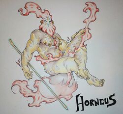 4_nipples balls big_balls big_penis deity demon erection fire horneus hyper_penis jeromebrulin male nipple_piercing penis