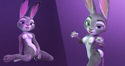 2021 3_toes 3d_(artwork) 4_fingers anthro ass breasts digital_media_(artwork) dipstick_ears disney feet female fever-dreamer finger_fuck fingering fingering_self fingers fur hi_res judy_hopps kneeling lagomorph leporid looking_at_viewer looking_back mammal masturbation multicolored_body multicolored_ears multicolored_fur nipples nude purple_background purple_eyes rabbit scut_tail short_tail simple_background small_breasts solo toes tongue tongue_out two_tone_body two_tone_fur vaginal_masturbation vaginal_penetration widescreen zootopia