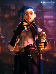 1girls 3d abs arcane arcane_jinx at_gunpoint athletic athletic_female blender blue_eyes blue_hair blurred_background blurry_background breasts city clothing crazy crazy_eyes crazy_smile female female_abs female_only finger_on_trigger flashing flashing_at_viewer flashing_breasts gun gunpoint guns jinx_(league_of_legends) league_of_legends lifted_by_self long_hair netflix nipples piltover pointing_gun pointing_gun_at_viewer pov pov_eye_contact presenting_breasts salamandraninja sex_or_death showing_breasts small_breasts smile solo tagme teeth_showing threatening toned toned_female top_lift topwear_lift weapon