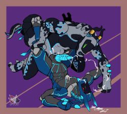 anal anal_orgasm anal_sex arm_grab bodily_fluids cum cum_inside cumshot cumshot_on_face duo ejaculation entwined_tails from_front_position front_view gay genital_fluids genitals hands-free harry_the_synth hi_res leg_grab lying lying_on_ground machine male male/male male_penetrated male_penetrating male_penetrating_anthro male_penetrating_male nude nude_anthro on_back on_ground orgasm penetration robot robot_anthro robotic sex sjey_arts synth_(vader-san) synthetic tail tail_coil