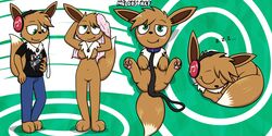 2021 absurd_res anthro breasts clothed clothing eevee female feral genitals hi_res jewelry leash model_sheet necklace nintendo nude pokémon_(species) pokefound pokemon pussy solo towel video_games