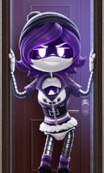 3d ai_generated doorframe female female_only half half-dressed murder_drones naked_female pussy sexy_pose sweater_only uzi_(murder_drones)