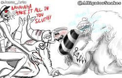 4boys anthro anthro_on_anthro anthro_penetrated artist_name artist_signature bara bara_tits bear_(body_type) blood_drip blush_crunch_studios bondage chomps_(gatorsnakes) chubby chubby_anthro chubby_belly chubby_male clapping_cheeks collab_art collaboration consensual consent dandy's_world dandys_world fanart fanart_from_twitter fat fat_ass fat_butt fat_male finn_(dandy's_world) foursome furry gatorsnakes janus_(janus_artz) pain pleasure_face pleasured roblox scratches shrimp shrimpo_(dandy's_world)