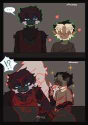 anthro ape capuchin_monkey cebid clothed clothed_male clothing duo gibbon haplorhine hi_res imaginary_fellatio imaginary_sex liang_(muhnkey) male male/male mammal matheo_(muhnkey) monkey muhnkey new_world_monkey primate