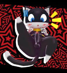 ass black_fur blue_eyes blush cat_ears cat_humanoid cat_tail catboy cock cock_focus erection exhaling fat_ass morgana_(persona) naptimetonight nervous penis persona persona_5 persona_5_royal render sweat thick_thighs worried worried_expression