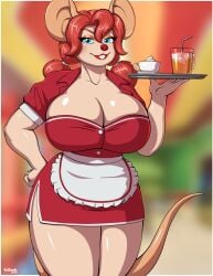 1girls 2020s 2025 5_fingers anthro anthro_female anthro_focus anthro_only arm_down arm_up background big_breasts big_ears big_hips big_tail big_teeth big_thighs black_eyelashes blue_eyes blurred_background boobs_bigger_than_head breast_squeeze breasts breasts_bigger_than_head brown_ears brown_tail busty cleavage closed_hand closed_mouth closed_smile clothed_anthro clothed_female clothes clothing comission cubes cup curly_tail curvaceous_female curvaceous_figure curvy curvy_female curvy_figure curvy_hips digital_media_(artwork) double_ponytail ear ears_aside ears_up elbows eyebrows eyebrows_visible_through_hair eyelashes eyelashes_visible_through_hair eyes eyewear female female_focus female_furry female_only female_solo fingers fit fit_female fur furry furry_female furry_focus furry_only glistening_breasts glistening_hair hair hair_between_eyes hair_ornaments half-closed_eyes hand hand_on_hip hand_up hi_res holding_object holding_tray hourglass_figure huge_breasts humanoid ice indoors large_breasts legs legs_together lips lipstick long_ears long_tail looking_at_viewer makeup mammal mammal_humanoid mouse mouse_ears mouse_girl mouse_humanoid mouse_tail mug murid murid_humanoid murine murine_humanoid neck nose nostrils open_eyes open_hand orange_eyelids ponytail ponytail_(hair) ponytail_female porcelain portrait red_clothing red_eyebrows red_hair red_lips red_lipstick red_nose red_uniform round_breasts smile smiling_at_viewer solo solo_female standing tail tailwag tan_arms tan_fur tan_head tan_legs teeth thick_thighs thighs thin_waist three-quarter_portrait three-quarter_view tight_clothing tight_top top_heavy top_heavy_breasts tray tridark uniform uniform_female voluptuous voluptuous_anthro voluptuous_female watermark white_border white_sclera