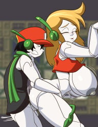 quote_(cave_story) curly_brace panties green_panties curly's_panties laccerart cave_story penis testicles breasts nipples ass sex blush blonde_hair robot android 1girls 1boy artlaccer_(artist)