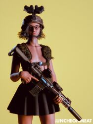 3d female grace_ashcroft grace_ashcroft_(julia_pratt) gun luncheonmeat pinup resident_evil resident_evil_9:_requiem