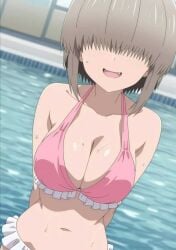 1girls ai_generated before_sex bikini breasts pool smile uzaki-chan_wa_asobitai! uzaki_yanagi