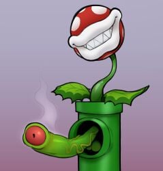 2025 balls big_penis elemental_creature eyeless flora_fauna foreskin genitals green_pipe grin grinning_at_viewer hi_res huge_cock humanoid_genitalia humanoid_penis lips male mario_bros nintendo penis piranha_plant plant sharp_teeth simple_background smile smiling_at_viewer solo steaming_penis teeth thebonezonedeluxe thick_lips vein veiny_penis