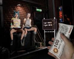 2girls 3d asian_female ass blender blue_hair breast_size_difference cat_headphones clothed cosplay dbd dead_by_daylight dwight_fairfield dyed_hair female feng_min flashing flashing_pussy gamer_girl meme nea_karlsson nipples_visible_through_clothing price prostitute_clothes prostitution pussy pussy_peek revealing_outfit showing_panties simplestuffs skimpy_clothes skirt small_breasts spread_legs straight swapped_clothes teasing the_trickster uncensored undressing_between_scenes upskirt