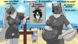 1boy 1girls adult adult_female adult_male anthro beach beautiful big_breasts black_sclera blush breast_milk breasts canid canine canis closed_eyes cute dialogue dog dog_boy domestic_dog duo dweevil ears english_text female furry gloves_(marking) grey_body grey_fur hand_on_belly interspecies interspecies_pregnancy lactating lactation logan_(loganhilux) loganhilux34 long_hair looking_at_viewer male male/female mammal mature_female milf mother naked naked_female nude nude_female ocean outdoor_nudity outdoors outside pregnant pregnant_anthro pregnant_female pussy sand sea sexy smile smiling smiling_at_viewer socks_(marking) tail talking_to_viewer text thick_thighs two-tone_body two-tone_fur venus_(dweevil) water white_fur white_hair wolf wolf_girl yellow_eyes