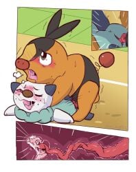 animal_genitalia animal_penis balls blush bodily_fluids cum cum_inside doggy_style drooling duo female feral from_behind_position generation_5_pokemon genital_fluids genitals internal male male/female nintendo ok1_hunter oshawott penetration penis pokemon pokemon_(species) porcine_penis rear_view saliva sex shaking sweat tepig trembling vaginal_penetration