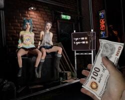 2girls 3d asian_female ass blender blue_hair breast_size_difference cat_headphones clothed cosplay dbd dead_by_daylight dwight_fairfield dyed_hair female feng_min flashing flashing_pussy gamer_girl meme nea_karlsson nipples_visible_through_clothing price prostitute_clothes prostitution pussy pussy_peek revealing_outfit showing_panties simplestuffs skimpy_clothes skirt small_breasts spread_legs straight swapped_clothes teasing the_trickster uncensored undressing_between_scenes upskirt