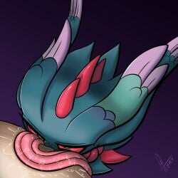 absurd_res ancient_pokemon bodily_fluids deep_throat duo eyelashes female flutter_mane front_view generation_9_pokemon green_body hi_res human interspecies long_tongue male male/female mammal nintendo oral oral_penetration paradox_pokemon penetration pokemon pokemon_(species) purple_background red_sclera red_spikes saliva simple_background spikes spikes_(anatomy) supermoonshroom tan_body tan_skin tongue tongue_out yellow_eyes