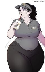 1girls beauty_mark black_hair black_lips black_lipstick blue_eyes bottom_heavy bottom_heavy_female chubby chubby_female clair drinking drinking_cup employee employee_uniform goth goth_girl jpg mcdonald's motion_lines name_tag no_background oc pale pale-skin pale-skinned_female pale_skin pale_skinned_female purple_eyeshadow qazzy2285 simple_background simple_eyes simple_shading solo solo_female solo_focus thick_thighs thick_thighs_save_lives thighs thunder_thighs thunderthighs watermark white_background wide_thighs wobbling work_uniform