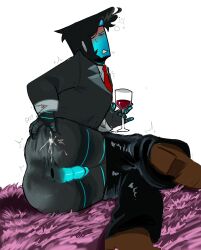 1boy ahoge anus ass ass_focus ass_grab balls ballsack bubble_butt drunk drunk_bubble drunk_male fat_ass gay gay_male gijinka i_think in_bed inanimate_insanity inanimate_insanity_(season_2) inanimate_insanity_invitational intoxicated male mephone4 mephone4_(ii) mermaid_position object_show object_shows on_bed precum precum_squirt robot robot_humanoid robot_joints robot_penis showing_ass showing_off spread_anus spread_ass spreading_ass uncensored