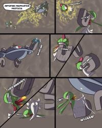 absurd_res anthro beating bottomwear clothing daughter_(lore) female gardevoir generation_3_pokemon generation_4_pokemon genitals group hi_res kirlia magnezone male male/female miniskirt mother_(lore) mystery_dungeon_badge nintendo parent_(lore) penetration pokemon pokemon_(species) ralts ryona skinny skinny_anthro skinny_female skirt umilumi vaginal_penetration vulva