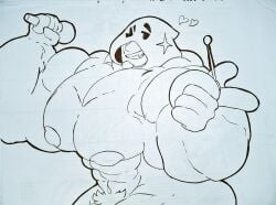 abs biceps brawl_stars daddy grom_(brawl_stars) hood male_only muscular nude pecs performance pointing_at_viewer winking_at_viewer yetdarked