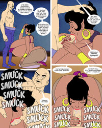 1boy 1girls ani7us ass bangs big_breasts black_hair boots breasts brown_body brown_skin busty comic curvaceous curvy dat_ass dc dc_comics dialogue elf_ear elf_ears english_text eyelashes eyes eyeshadow female genie hanna-barbera hips hyper_ass hyper_breasts jayna_(wonder_twins) large_ass large_breasts legs light-skinned_male light_skin lips lipstick male male/female parody penis pointed_ears pointy_ears purple_eyes short_hair speech_bubble straight super_friends superheroine tan_skin text thick_ass thick_legs thick_thighs voluptuous wide_hips wonder_twins