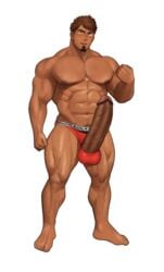 1boy abs armpit_hair ass ass_focus balls bar_censor bara biceps big_ass blush bodybuilder boner brown_hair bulge censor_bar censored censored_genitalia censored_penis chest_hair erection facial_hair hairy hairy_armpits hairy_legs hairy_male hairy_thighs huge_bulge hyper hyper_balls hyper_genitalia hyper_muscles hyper_penis hyper_testicles jockstrap kuromine_hiraya leg_hair male male_focus male_only muscles muscular muscular_arms muscular_ass muscular_back muscular_legs muscular_male muscular_thighs nipples pecs penis red_underwear smile solo solo_male testicles thick_ass thick_eyebrows thick_penis tight_clothes tight_clothing tight_fit tight_pants tight_shirt veins veiny_penis yaoi yuatari