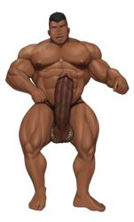 1boy abs armpit_hair ass ass_focus balls bara biceps big_ass birthmark black_hair blush bodybuilder boner bulge cheetah_print chest_hair dark-skinned_male dark_skin erection g-string hairy hairy_armpits hairy_legs hairy_male hairy_thighs huge_bulge hyper hyper_balls hyper_bulge hyper_genitalia hyper_muscles hyper_penis hyper_testicles kuromine_hiraya leg_hair male male_focus male_only muscles muscular muscular_arms muscular_ass muscular_back muscular_legs muscular_male muscular_thighs nipples pecs penis pubic_hair_peek smile solo solo_male testicles thick_ass thick_eyebrows thick_penis tight_clothes tight_clothing tight_fit tight_pants tight_shirt veins veiny_penis yaoi yuatari