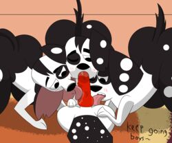 101_dalmatian_street 101_dalmatians absurd_res ass big_butt blush colossalstars dimitri_1_(101_dalmatians) dimitri_2_(101_dalmatians) dimitri_3_(101_dalmatians) disney fat_butt feral genitals group hi_res licking male male/male oral penile penis penis_lick sex tongue tongue_out vein veiny_penis wide_hips