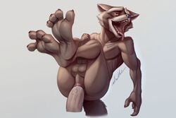 2021 4_toes ahe_gao anal anal_sex anthro anus ass balls barefoot big_penis bodily_fluids brown_body brown_fur claws digital_media_(artwork) dreiker erection eyebrows feet finger_claws fingers foot_focus fur gay genital_fluids genitals guardians_of_the_galaxy hi_res humanoid_feet humanoid_genitalia humanoid_penis looking_pleasured male male_only mammal marvel nude open_mouth penetration penis procyonid raccoon red_eyes rocket_raccoon simple_background soles solo teeth toe_claws toes tongue tongue_out