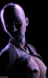 1girls 3d blue_eyes erect_nipples female female_only glowing_eyes large_breasts pinup robot robot_girl robot_humanoid schrai slushe_(website) solo solo_female