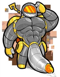 1boy ? abs anthro anthrofied bara big_penis bodily_fluids chain_chomp collar gay gay_male genital_fluids genitals grey_body hexdisciple hi_res huge_cock humanoid_genitalia humanoid_penis hyper hyper_genitalia hyper_penis machine male male_only mario_(series) mario_and_luigi_(series) mecha-chomp nintendo not_furry pecs penis precum robot robot_boy screencap screencap_background solo spiked_collar spikes video_games visor