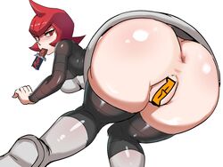 1girls anus ass bent_over big_ass breasts curvaceous dat_ass female female_only mars_(pokemon) mars_bar pokemon pokemon_dppt red_eyes red_hair tagme team_galactic ytrall