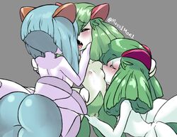 ass big_butt breast_play breast_sucking breasts female female/female fff_threesome finger_fuck fingering genitals green_hair group group_sex hair kirlia nintendo nipples not_furry pokémon_(species) pokemon pokemon_(species) pussy sex small_breasts sucking the_lost_artist threesome trio vaginal_penetration video_games yuri