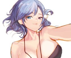 black_bra blue_eyes blue_hair bra chiebukuro_setsuka danganronpa danganronpa_another fanganronpa heterochromia purple_eyes sdra2 straight_hair super_danganronpa_another_2