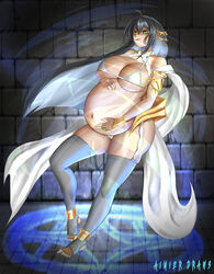 1girls aimiierdraws big_breasts breasts female female_only huge_belly large_breasts pregnant ready_to_pop thick_thighs