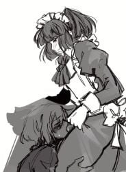 1futa 1futa1girl 1futanari 1girl 1girl1futa 1girls 1girls1futa black_and_white black_hair blowjob blowjob_only blush_lines don_quixote_(limbus_company) eyes_closed female female_focus futa_on_female futanari liliesbloom4me limbus_company looking_down looking_down_at_partner maid maid_apron maid_dress maid_headdress maid_outfit maid_uniform penile penis penis_in_mouth penis_out project_moon red_eyes ryoshu_(limbus_company) short_hair side_view sucking sucking_penis tagme thighs underskirt white_background yuri