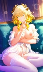 citlali_main honkai:_star_rail honkai_(series) aglaea_(honkai:_star_rail) ass ass_focus 1girl 1girls female female_only female_focus female/female solo solo_focus breasts big_breasts big_ass big_butt big_tits tits boobs sexy sexy_pose sexy_body sexy_female naked naked_female nude nude_female nipples romantic light_skin light-skinned_female lighting cute cute_face serious serious_look adorable milf ai_generated ai_assisted ai ai_art ai-created highres high_resolution high_quality blonde_hair blonde blonde_hair_female yellow_hair yellow_eyes green_eyes pose