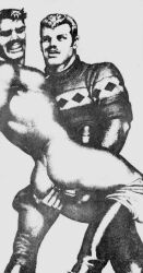 1978 gay kake_(tom_of_finland) male male_only masculine monochrome muscular original tagme tom_of_finland traditional_media yaoi