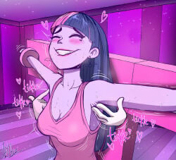 1girls ajayhuz armpits asian asian_female cleavage draculaura draculaura_g3 fangs female female_only holding_back_laughter laugh monster_girl monster_high monster_high_g3 multicolored_hair perky_breasts pink_skin restrained restraints shaking split-color_hair sweat sweating sweaty taiwanese taiwanese_female tickle_torture tickling tickling_armpits tickling_fetish vampire vampire_girl