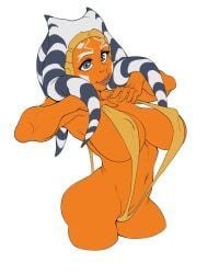 iron-dullahan star_wars ahsoka_tano orange_skin 1girls half-dressed alien alien_girl big_breasts big_ass perky_nipples nipples_visible_through_clothing