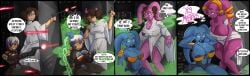 before_and_after bimbo bimbofication comic dialogue dizzytube english_text eye_color_change female female_only femsub green_eyes hypnotic_gas princess_leia resisting sabine_wren species_transformation speech_bubble star_wars sweat text transformation twi'lek