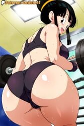 1girls ai_generated ass ass_focus black_hair breasts cameltoe cheating cheating_wife chichi curvy curvy_figure dragon dragon_ball dragon_ball_z gilf grandmother gym gym_clothes huge_ass huge_breasts inside long_hair mature_female mother netorare ntr smile thong zadbhell