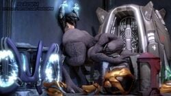 1boy 1girls 3d alien alien_girl big_ass big_breasts big_dom_small_sub elite_(halo) female_sangheili femdom halo_(series) interspecies larger_female male/female odst questionable_consent reresfm restrained sangheili size_difference smaller_male tagme