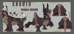 animal_genitalia animal_penis bat_nose brown_body bunzillaking canine_genitalia canine_penis claws collar digital_extremes digital_media_(artwork) ear_tuft english_text fangs feral front_view fur genital_slit genitals gold_(metal) gold_collar hi_res knot korwin kubrow male metal_collar model_sheet mouth_closed multicolored_body multicolored_fur open_mouth pawpads paws penis rear_view sheath smile solo spots tail teeth tencent text tuft two_tone_body two_tone_fur warframe watermark