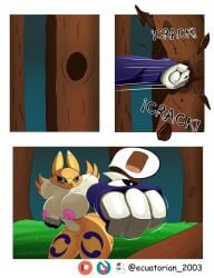 athletic_female big_breasts big_nipples comic digimon digimon_(species) ecuatorian_2003 fox_girl fox_tail furry renamon renamon_(digimon)