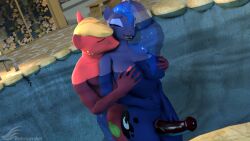 16:9 3d_(artwork) animal_genitalia animal_penis anthro big_macintosh_(mlp) blue_body breast_grab breast_grab_from_behind breasts digital_media_(artwork) duo earth_pony equid equine equine_genitalia equine_penis erection eyes_closed female friendship_is_magic genitals hand_on_breast hasbro hi_res horn horse hug hugging_another hugging_from_behind kissing_neck kneeling male male/female mammal my_little_pony mythological_creature mythological_equine mythology neck_kiss nipple_fetish nipple_pinch nipple_play nipples nude penis pinch pony princess_luna_(mlp) rainium red_body sex source_filmmaker_(artwork) spa thigh_sex water widescreen winged_unicorn wings