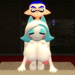 3d 3d_(artwork) anthro anthro_female anthro_penetrated bed catgirl cephalopod crossover diamonddog246 female from_behind inkling inkling_boy interspecies karen_(smg4) karen_katphish kitty_milf milf nude nude_female nude_male sex smg4 splatoon