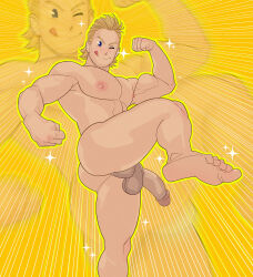 1boy ass_cheeks ass_crack balls ballsack big_booty big_butt booty butt_cheeks butt_crack cock completely_naked completely_naked_male completely_nude completely_nude_male daddyboiz dick fat_ass feet flexing flexing_arms flexing_both_biceps light-skinned_male male male_only mirio_togata moobs muscular muscular_male my_hero_academia pecs penis solo solo_focus solo_male