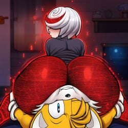ai_generated ass ass_cheeks ass_focus big_ass booty detnox_style enemies enemies_having_sex enemies_to_lovers enemies_with_benefits facesitting fangs happy sage_(sonic) sage_(sonic_frontiers) sonic_(series) sonic_frontiers sonic_the_hedgehog_(comics) sonic_the_hedgehog_(series) tails_the_fox