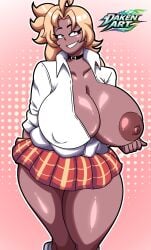 1girls big_breasts blonde_hair breast_out breast_out_of_clothes breasts breasts_bigger_than_head breasts_out daken_art_(artist) daken_henderson_(artist) energy_kyouka!! female female_only flashing flashing_breasts gyaru gyaru_gal jerkoff_visual_assistance large_hair looking_at_viewer nipples pervert_female school_uniform schoolgirl shiny_hair shiny_skin shiraishi_kyouka short_skirt thick_ass thick_hips thick_thighs thighs yellow_hair